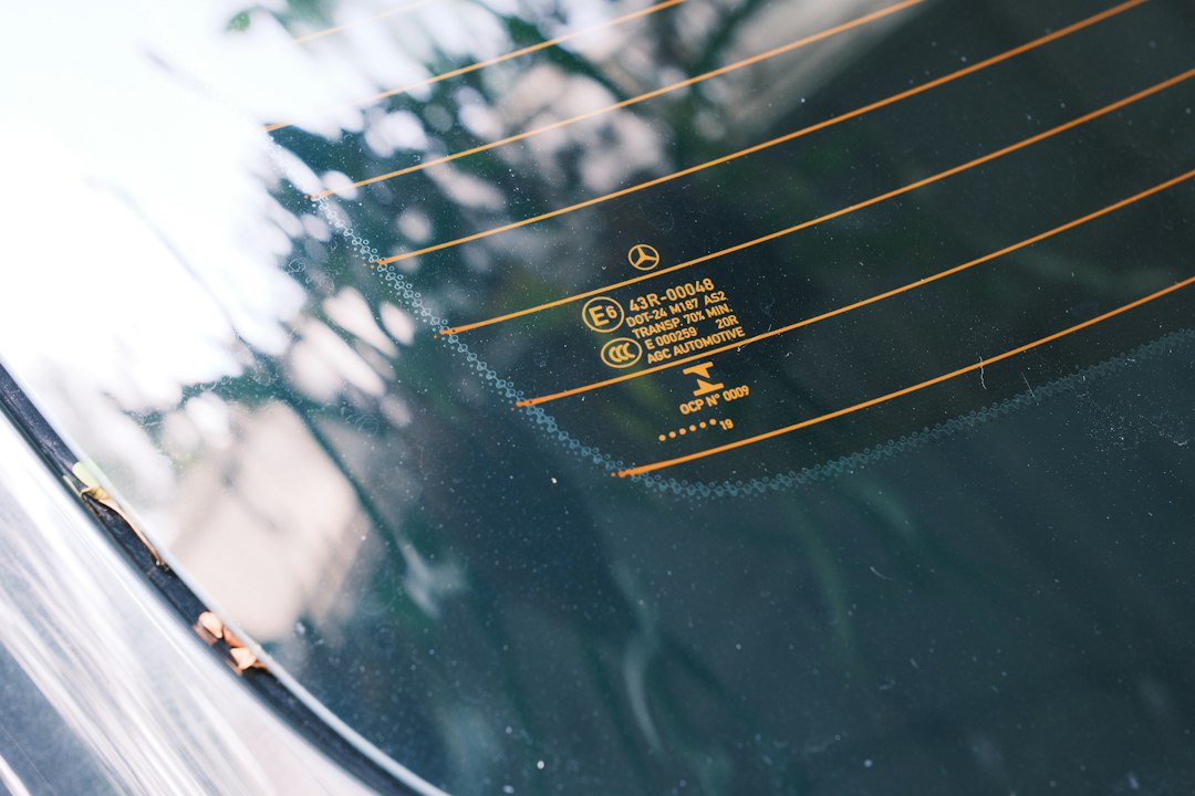 Adesivo de identificação no vidro de um carro